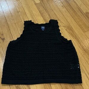 GAP Black Crochet Knit Top Size Large